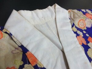 1円 中古 正絹 長襦袢 縮緬 式典 和装 アンティーク 大正ロマン 丸文 花柄 枝垂れ花 おしゃれ 袷 身丈130cm 裄62cm【夢職】★★★