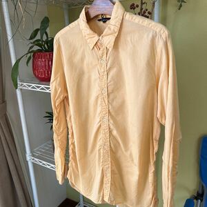 日本製　ジョンブル　しわ加工　ドレスシャツ　黄　L