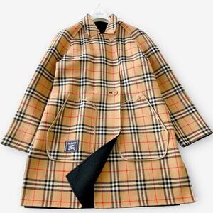 Burberry バーバリーズ　金ボタン ダブル S　M　FNA38-009 　ノバチェック リバーシブル　　チェスターコート　高級カシミヤ　羊毛　茶色