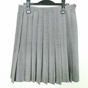 1円 スクールスカート 大きいサイズ 夏物 w72-丈56 チェック 中学 高校 プリーツ 学生服 制服 女子 中古 IN5871