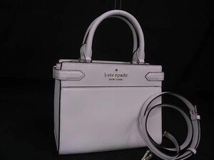 1円 ■美品■ kate spade ケイトスペード WKRU7097 レザー 2WAY クロスボディ ショルダー ハンドバッグ トート ホワイト系 BI1872