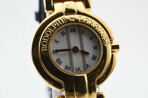 ロドルフ ロンジン Wネーム ラウンド ゴールド ベゼル クオーツ レディース 腕時計 LONGINES RODOLPHE