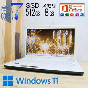 ★中古PC 最上級4コアi7！新品SSD512GB メモリ8GB★T551/58CW Core i7-2630QM Webカメラ Win11 MS Office2019 Home&Business★P70329