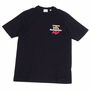 美品 バーバリー BURBERRY Tシャツ カットソー ショートスリーブ ロゴ コットン トップス メンズ XS ブラック cf03dn-rm11e27112
