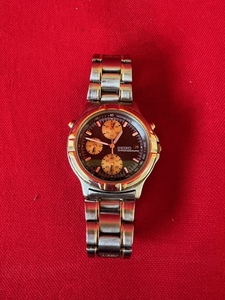 SEIKO セイコー 腕時計 7T27-6A50 クオーツ アナログ ラウンド ブラック シルバー クロノグラフ カレンダー ジャンク品