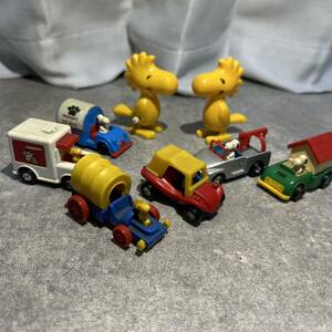 1円 スタートアビバ スヌーピー ウッドストック ミニカー ゼンマイ トコトコ made in JAPAN AVIVA フィギュア Snoopy Woodstock ビンテージ