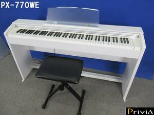 美品！CASIO カシオ 88鍵電子ピアノ プリビア PX-770WE ホワイトウッド調 2019年製 マルチ・ディメンショナル・モーフィングAiR音源