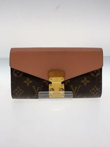 LOUIS VUITTON◆ポルト・フォイユ・パラス_トリヨン_モノグラム・キャンバス_BEG/牛革/PNK/レディース