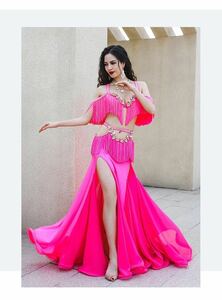 ベリーダンス衣装 luxory cusomzied ベリーダンスパフォーマンスブラジャー + ロングスカート 2 個女性大人子供オリエンタルダンス服ピンク