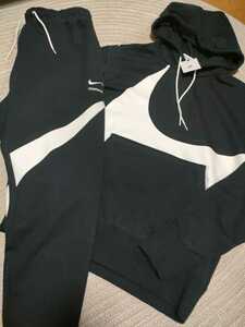 新品 NIKE ビッグスウッシュ スウェット セットアップ 黒 2XL パーカー パンツ ナイキ スウッシュ メンズ 上下 裏毛 スウッシュ