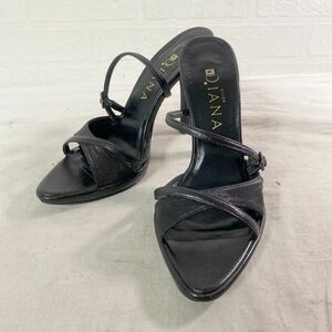 3856☆ DIANA ダイアナ シューズ 靴 パンプス オープントゥ ストラップ レディース 22.5 ブラック 日本製