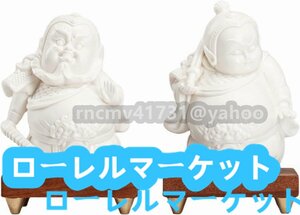 金剛力士像 置物 総高19.6cm 陶器製 二体一対 仁王像オブジェ 護法善神 仏像 フィギュア インテリア かわいい 仏像