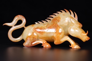  ▽鴻▽漢・和田玉・高古玉彫・猪置物 時代物 中国古美術 骨董品