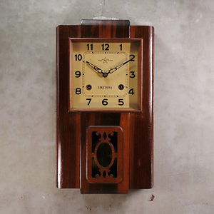 【開】昭和時代 『栄計舎』 角長時打機械式柱時計 掛時計 レトロなボンボン時計 AC318