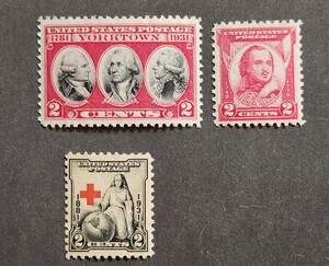 アメリカ 1931年 記念切手 計3枚 NH