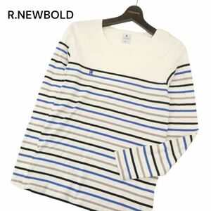 R.NEWBOLD ポールスミス 通年 ロゴ刺繍★ ボーダー 長袖 カットソー ロンTシャツ Sz.M　メンズ　C4T03890_4#F