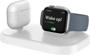 未使用★NEWDERY Apple Watch/Airpods用 充電器 2in1 ワイヤレス充電器 アップルウォッチ用 充電器 充電スタンド 軽量 置くだけ充電