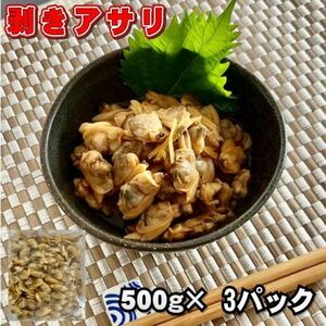 【訳あり】剥きアサリ　500ｇ×3パック　加熱用　冷凍　業務用パック　浅蜊