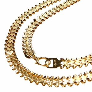 J◇K18 デザイン ネックレス 40.3cm 4.3mm幅 イエローゴールド 18金 750 ホールマーク 新品仕上済 チェーン yellow gold chain necklace