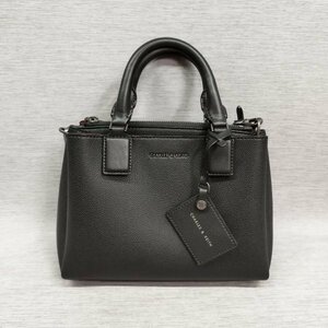 Z1178 CHARLES & KEITH チャールズ＆キース 2WAY バッグ レザー ブラック ハンド ショルダー 肩がけ スクエア ジップ コンパクト