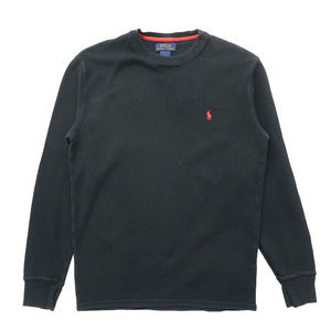 古着 ラルフローレン POLO RALPH LAUREN サーマル ワッフル ロングスリーブTシャツ ロンT ワンポイント ブラック サイズ表記：M　gd82428