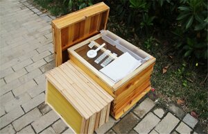 特選 蜜蜂 ミツバチ 飼育巣箱 みつばち飼育用巣箱 巣枠式巣箱 杉木製巣箱 蜜蝋塗り 養蜂器具 養蜂用品