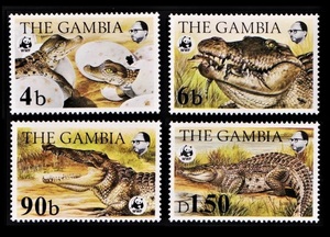 bα148y1-2G5　ガンビア1984年　ナイルワニ・WWF・動物・4枚完
