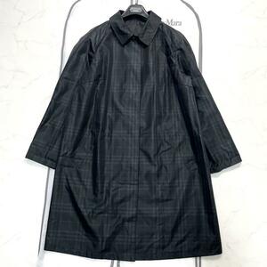 未使用級美品★大きいサイズ2XL★BURBERRY LONDON 春の超軽量コート 品のある黒シャドーチェック スプリングジャケット バーバリーロンドン