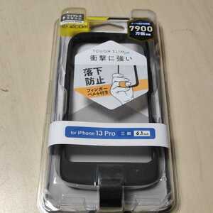 ◇ELECOM iPhone 13 Pro 6.1inch 3眼 用 TOUGH SLIM Finger Belt 2021 ブラック PM-A21CTSLFCBBK