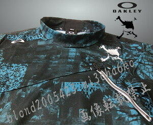 ■新品【OAKLEY GOLF】オークリーゴルフ 吸汗速乾 接触冷感クール スカル刺繍ロゴ モックネックシャツ■BK/XL