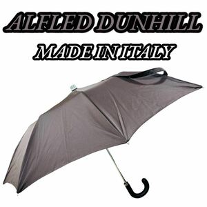 ALFLED DUNHILL 折りたたみ傘 イタリア製 レザー持ち手 ブラウン (アルフレッド ダンヒル 雨傘 英国製 )