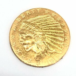 K21.6　アメリカ　インディアン金貨　2 1/2ドル　1915　総重量4.1g【CDBD7080】