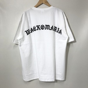 WACKOMARIA WASHED HEAVY WEIGHT CREW NECK T-SHIRT 半袖Tシャツ ロゴ バックプリント タグ付 Lサイズ 白 ワコマリア トップス A10259◆