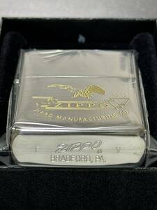 zippo 底面斜体 ロゴ コンドル 筆記体 シルバー 年代物 1989年製 silver ゴールド加工品 希少刻印 デットストック ケース 保証書