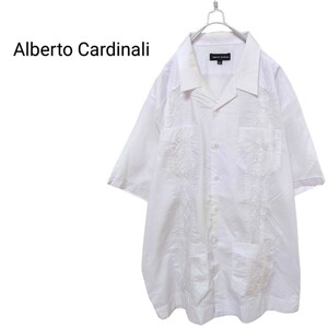 【Alberto Cardinali】刺繍入り 開襟キューバシャツ A-1811