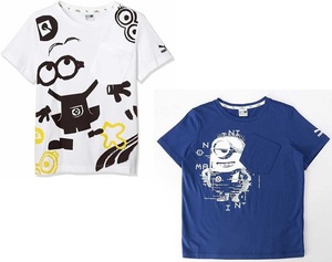 プーマ ミニオンズ コラボ キッズ 半袖Tシャツ 2枚セット 152 ホワイト ブルー Minions 子供用 男女兼用 ジュニア 送料370円