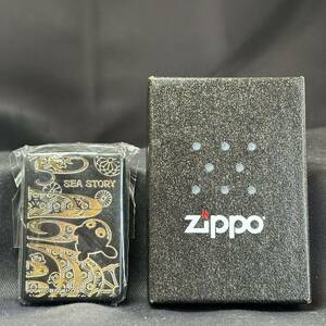 ZIPPO ジッポー 海物語 プレミアム クジラッキー 2016年製 オイルライター ブラック ゴールドカラー喫煙具 未使用