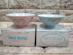 説明必読 サンリオ お茶碗 2個セット リトルツインスターズ キキララ レトロ 1976 RICE BOWL