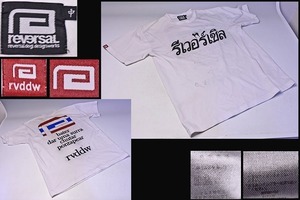 reversal ★ リバーサル ★ Ｔシャツ ★ 中 ★ ポリエステル100% ★ 白 ★ rvddw ★ 色移り ★ 中古品 ★ ジャンク品 ★ 傷みあります ★