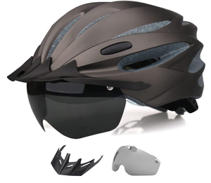 自転車 ヘルメット 大人用 CPSC/CE安全基準認証 電動自転車 ヘルメット 57-62cm ゴーグル バイザー付 軽量 Lサイズ