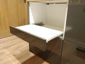 IKEA 廃盤UTRUSTA(ウートルスタ)21072 引き出し式シェルフ ハイグロス グレー キッチン収納稼働棚 ビルドイン