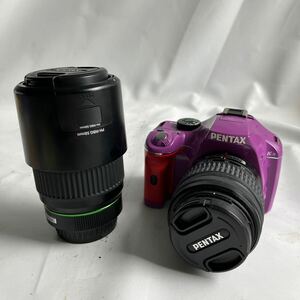 ★【500円スタート】PENTAX K-x レンズキット ピンクパープル PENTAX-DAL 1:3.5-5.6 18-55mm / 1:4-5.8 55-300mmED デジタル一眼レフカメラ