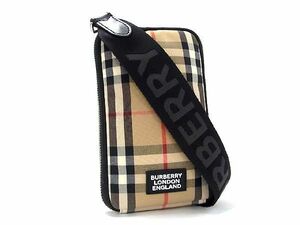 ■極美品■ BURBERRY バーバリー ノバチェック キャンバス×レザー クロスボディ ショルダーバッグ ポシェット ブラウン系 AV4167