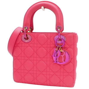 ディオール カナージュ Lady Dior バッグ スモール ハンドバッグ ラムスキン ピンク パープル金具 レディース 40601112871【アラモード】