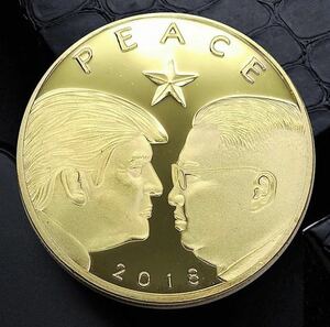 希少! トランプ大統領　金正恩委員長　米朝会談 記念コイン金貨24KGP 2018年　北朝鮮 アメリカ