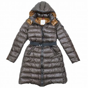 モンクレール MONCLER モカシン MOKACINE ロング ダウンコート アウター ベルト付き 49347 ダークブラウン サイズ2 レディース YBA2