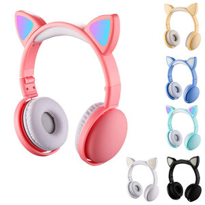 猫耳ヘッドホン 子供用 ヘッドホン Bluetooth5.0 LED付き ワイヤレス マイク内蔵 折り畳み式 音量制御 iPhone/iPad/スマホ/ノートパソコン