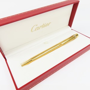 41276★1円スタート★CARTIER カルティエ トリニティ ビジネス 筆記用具 文房具 ツイスト ケース付き ボールペン GP ゴールド