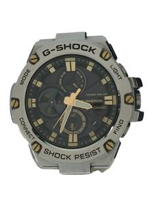 CASIO◆ソーラー腕時計・G-SHOCK/アナログ/BLK/SLV