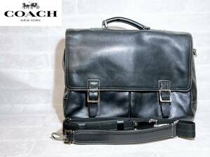 定価10万円超【極美品】COACH コーチ 高級 2way レザービジネスバッグ ショルダー 黒 ブリーフケース 本革